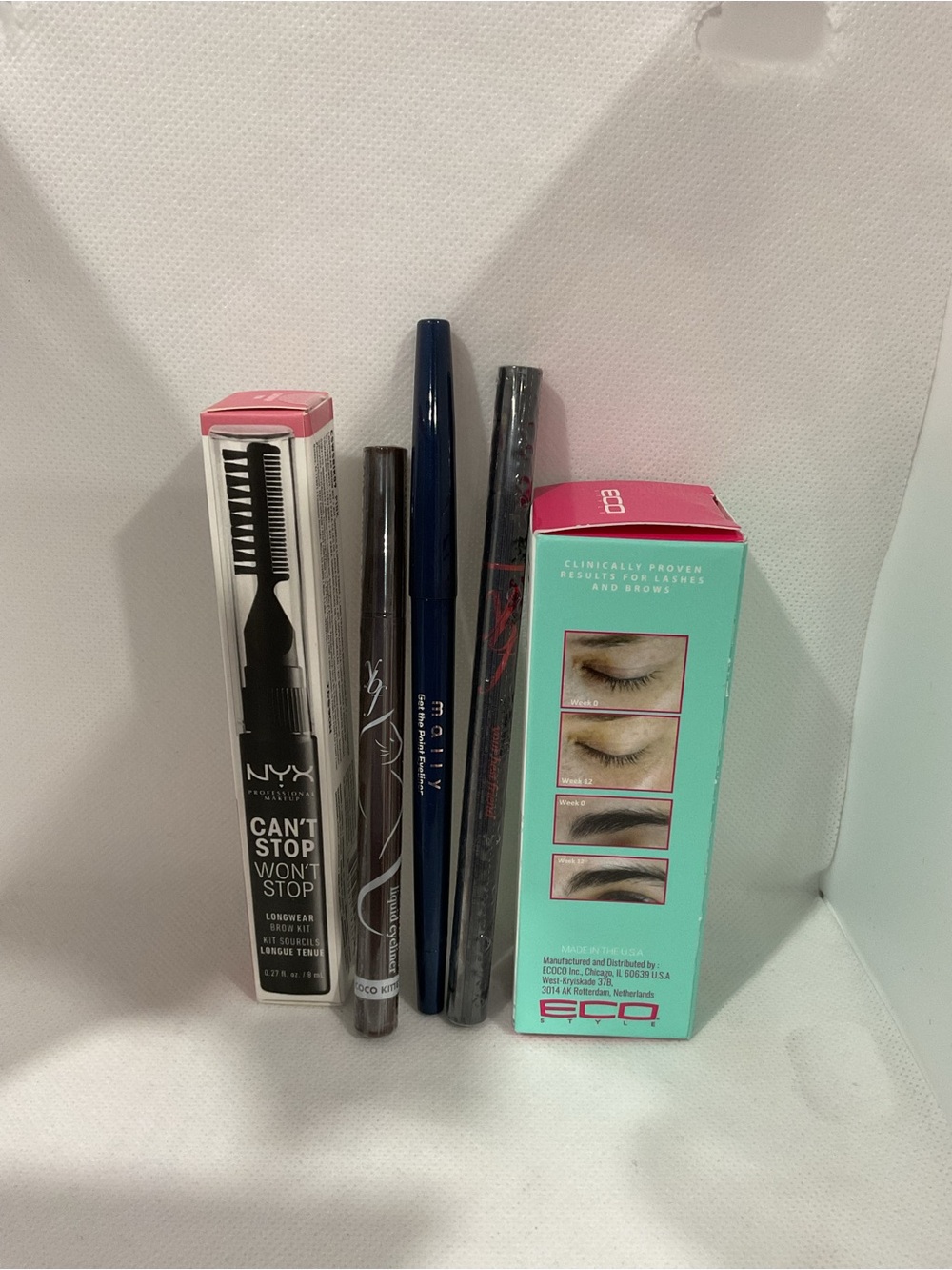 NYX Can’t Stop Won’t Stop Longwear Brow Pen & Assorted Eye Liners - Pink/Black
